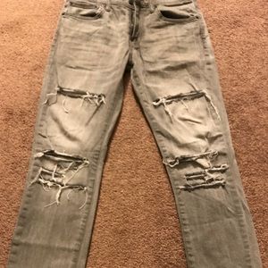 Exclusive distressed Gray wash slim 511 Levi jeans